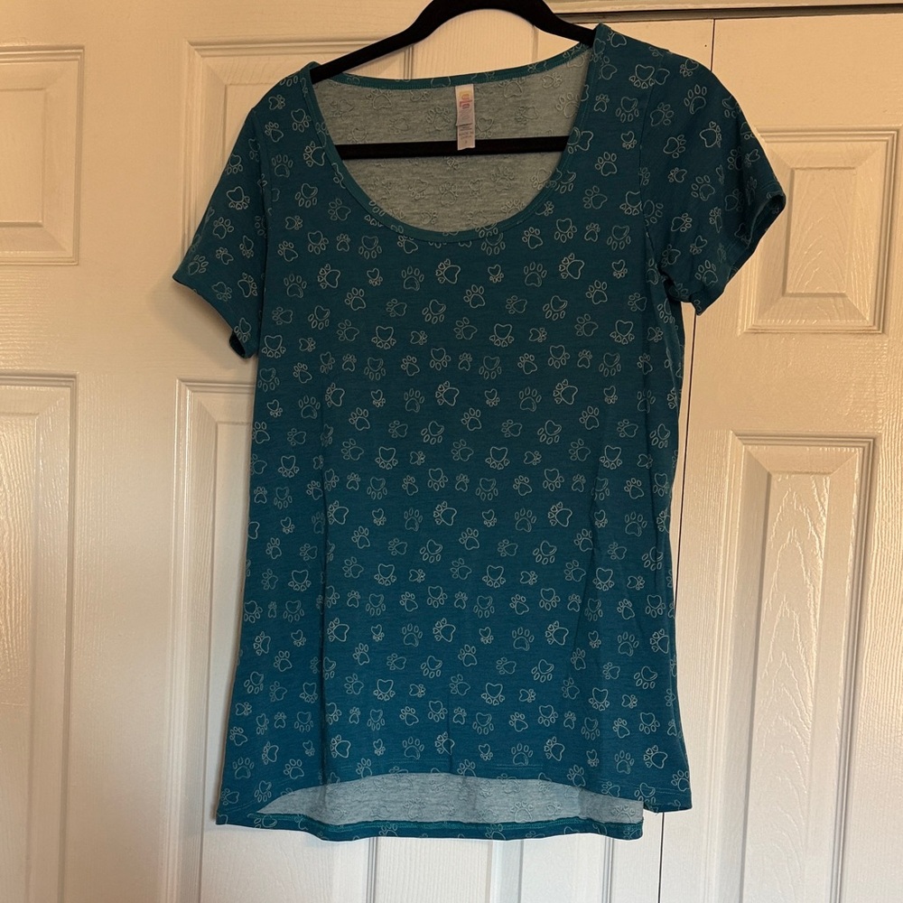 Teal Paw print Women's Top